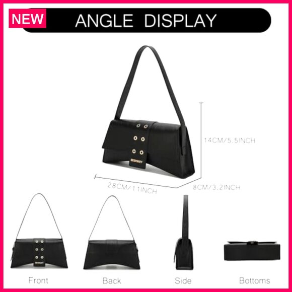 Waterproof PU Hobo Shoulder Bag Adjustable Strap Magnetic Lock Medium Size